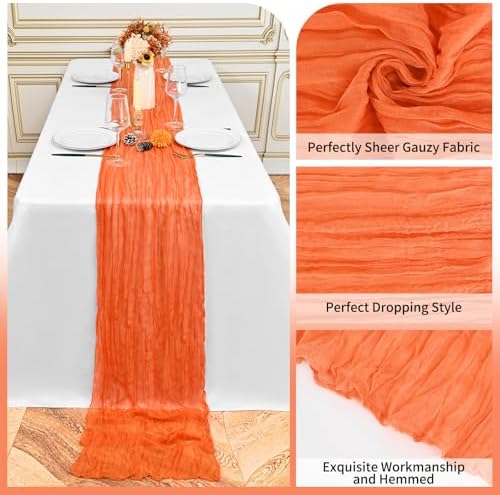 24 Pack Orange 10Ft Cheesecloth Table Runner - Image 3