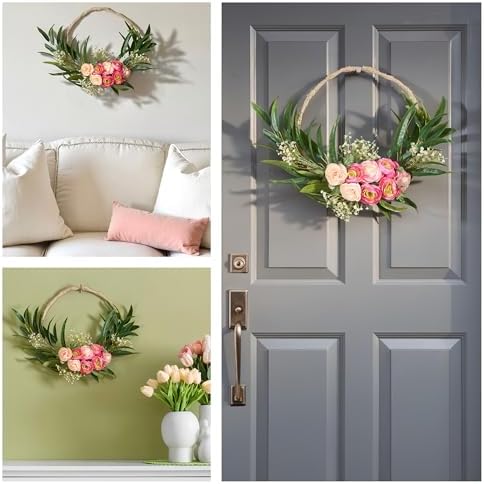 National Tree Company 16 inch Artificial Eucalyptus and Buttercups Spring Wreath, Realistic Floral Decoration for Front Door or Indoor Décor - Image 6