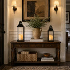 Decorative Lanterns Indoor Outdoor, 2Pcs 17" 13" Black Lantern with Candles - Image 5