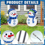 Jenaai 2 Pcs Metal Hanukkah Snowman Yard Signs with Stakes, 16" Outdoor - Image 3