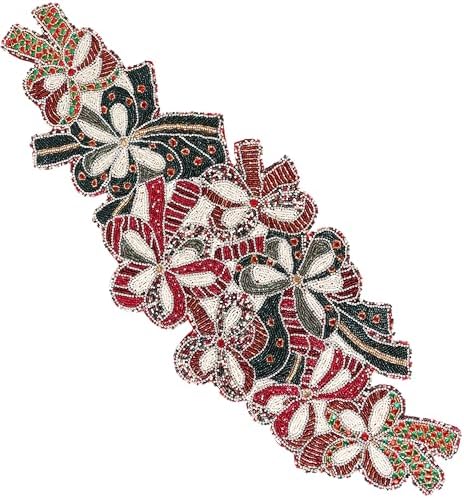 CLEENTABLE Christmas Beaded Table Runner, Red & White, 13x36 - Image 7