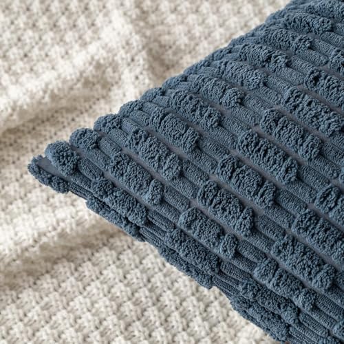MIULEE Euro Sham Corduroy Decorative Throw Pillow Covers 24x24 Blue - Image 6