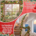 Norme 6ft Pink Red Heart Valentine's Day Garland with 60 LED Lights, Eucalyptus Leaf Banner Decor for Home, Stairs, Table, Fireplace, Holiday Festival Party Decorations - Image 4
