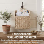 MyGift 12.5-Inch Woven Wall Hanging Storage Basket – Large Decorative Seagrass Organizer for Magazines, Mail, and Home Storage - Image 3