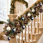 Lunmon 64 Pcs Cow Print Christmas Ball Ornaments Brown Cowhide Western Cowboy Xmas Bulbs 1.6/1.97/2.4 Inch Champagne Bronze Plastic Hanging Decor Assorted Size Xmas Decor for Home Tree Wreath Party - Image 6