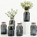 6 Pack Mason Jar Vases for Centerpieces, Black Glass Flower Vase by LEYIQU