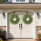 26" Artificial Eucalyptus with Fake Saw Grass Wreath for Front Door Decor - Image 4
