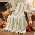 Horaldaily Fall Beige Pumpkin Faux Fur Throw Blanket 60x80 - Image 2