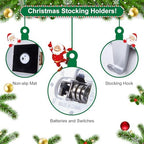 Christmas Stocking Holders for Mantle, 4 Pack 3D Wood House Stocking Hangers with Lights, Weighted Christmas Different Room Stocking Hooks for Fireplace Counter Window Decoration - Image 3