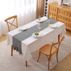 Black White Plaid Gingham Ruffle Table Runner Cabinet Cover 13"x108" - Image 2