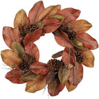 Briful 24 Inch Artificial Magnolia Leaves Wreath with Pinecones by Briful