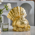 FESTGLOX Thanksgiving Turkey Decor, Gold Resin Turkey Figurine Table Decor by FESTGLOX