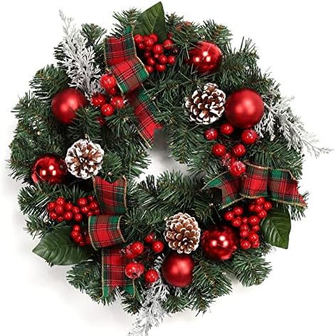 Garvee 18 in Prelit Christmas Wreath for Front Door, Battery Operated by Garvee