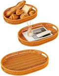 3pcs Woven Baskets Serving Trays, Poly Wicker Bread Basket Oval Tray for Fruit, Breakfast, Drinks, Entryway Table Storage Basket, Dining Coffee Table Centerpiece Decor (3, Light Color) by Fvstar