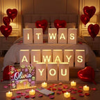 It Was Always You Happy Anniversary Decorations - Luminary Bags with LED Message Board & Stand, 5 Pens, 30 Heart Tea Lights, 10 Balloons and 2000 Rose Petals, Romantic Proposal Valentines Day Decor by KINGUMP