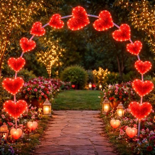 VIHOSE 10ft Wedding Heart Light Arch Large LED Outdoor Arches Decor - Image 2