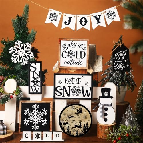 14 Pcs Halloween Tiered Tray Decor Set, Gnome Wood Table Signs (Stylish) - Image 4