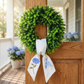 Boxwood Wreath for Front Door Spring Summer Wreaths Farmhouse Door Hanger,Last Name Year Round Porch Decor,20 inch Multi Occasion use Wreath with Personalized Monogram sash Embroidered -20 (A) by Vofuly
