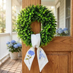 Boxwood Wreath for Front Door Spring Summer Wreaths Farmhouse Door Hanger,Last Name Year Round Porch Decor,20 inch Multi Occasion use Wreath with Personalized Monogram sash Embroidered -20 (A) by Vofuly