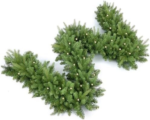 9FT Pre-Lit Artificial Christmas Garland with 50 LED Light Battery Operated, Holiday Decorations with 300 Tip Branch, for Indoor Door Home Stairs Fireplaces Wall by INSTREECHRISTMAS