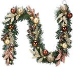 Valery Madelyn 6 Ft Christmas Garland with Lights for Mantle Copper Gold by ValeryMadelyn