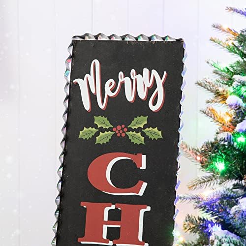 Glitzhome 35"H Rustic Wooden Sign Black Merry Christmas Vertical Porch Sign Farmhouse Standing Christmas Welcome Sign Xmas Hanging Décor Holiday Party Sign Wall Door Decorations - Image 3