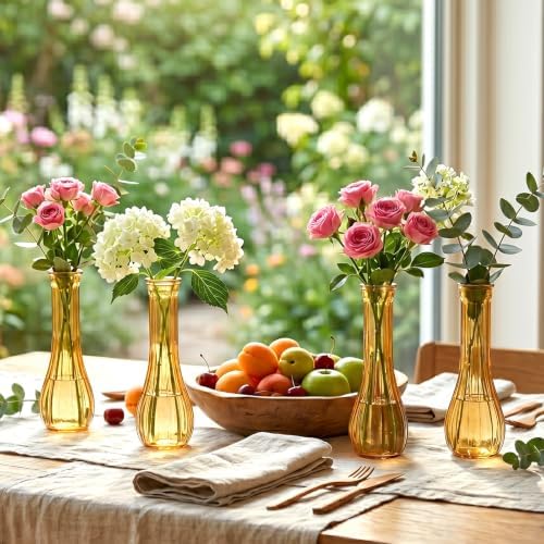12 Pcs Gold Ribbed Glass Bud Vases for Centerpieces 8.5 Inch - Image 4