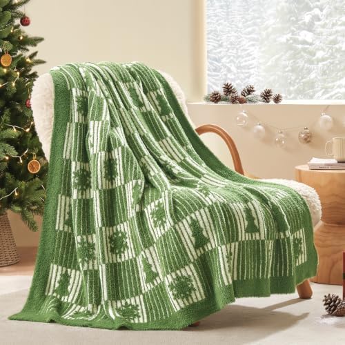 Snuggle Sac Christmas Tree Throw Blanket, Ultra Soft Cozy Decorative Checked Throw Blanket for Couch, Sofa and Bed for Christmas,(Green,50x60 inches,) - Image 2