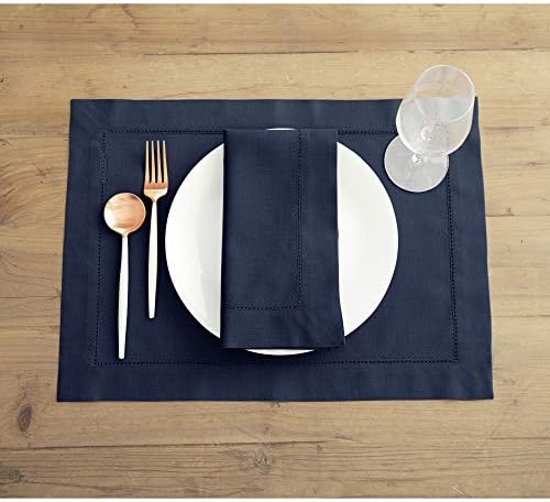 Solino Home Cotton Linen Cloth Dinner Napkins Navy, 20 x 20 in, Set of 4 - Image 2