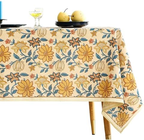 ISAENNE Designer Vintage Rectangular Printed Tablecloth,79"x55" by Isaennehomedecoration
