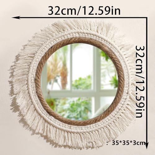 3pcs new Home Boho Decorative Mirrors Macrame Round Mirror Aesthetic Room Decor Hanging Wall Mirror for Bedroom Living Room House Decoration - Image 4