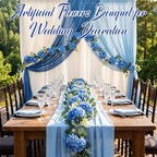 6ft Dusty Blue Hydrangeas Artificial Floral Garland Decoration for Mantle - Image 4