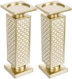 Creative Scents Schonwerk Diamond Lattice Pillar Candle Holders, Set of 2 Centerpiece Table Decorations Home Decor for Dining/Living Room - Image 5