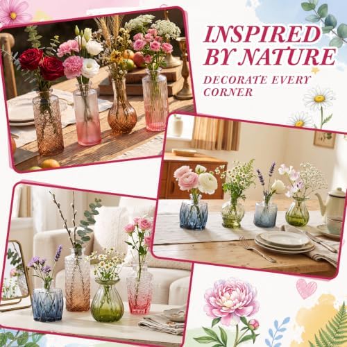 40 Pcs Colorful Glass Bud Vases for Wedding, Vintage Multicolor - Image 6
