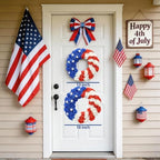 4th of July 18 Inch Wreath with Handmade Wooden Stars - Patriotic Front Door Wreath, Red White Blue American Flag Decoration for 250th Independence Day, Decor for Porch, Indoor Outdoor - Image 3