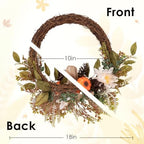 Fall Wreaths, 2 Pack, 18" Front Door Decor, Artificial Pumpkin - Image 2