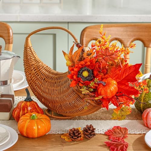 Fall Cornucopia Basket Thanksgiving Table Harvest Fern Cornucopia - Image 4