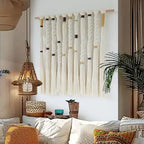 Macrame Wall Hanging Woven Knot Tassel Fringe Boho Wall Art 27"W*29"L - Image 6