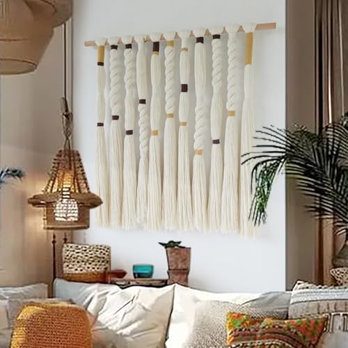 Macrame Wall Hanging Woven Knot Tassel Fringe Boho Wall Art 27"W*29"L - Image 6