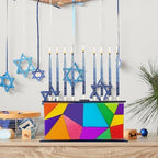 The Dreidel Company Geometric Design Glass Candle Hanukkah Menorah, Handcrafted Design, 11 Inch - Image 7
