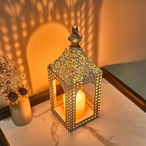 Moroccan Lantern Lamp Decorative Candle Holders for Ramadan Decorations, Hanging, Outdoor Patio or Porch, Indoor Home Decor (White 13.2inch) - Image 3