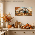 WAXWHELK Fall Farmhouse Canvas Wall Art, Rustic Farmhouse Barn Pumpkin Autumn Thanksgiving Painting Pictures Artwork for Bedroom Living Room Home Decor (12"x24") - Image 3