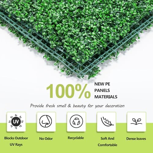 AOKIIE 10"x10" 12Pcs Artificial Grass Wall UV-Anti Boxwood for Outdoor - Image 2