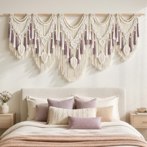 Tempospark Large Macrame Wall Hanging, 72"x32" Oversize Boho Wall Hanging, Extra Large Wall Art for Bedroom, Living Room, Dining Room, Nursery, Gallery (Five Pieces) by Tempospark
