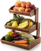 HOLANA Acacia Wood 3 Tier Fruit Basket, Durable, for Fruit and Vegetables by HOLANA