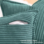 decorUhome Fall Corduroy Turquoise Throw Pillow Covers 24x24 Set of 2 - Image 3