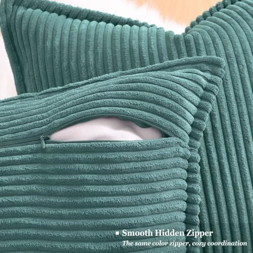 decorUhome Fall Corduroy Turquoise Throw Pillow Covers 24x24 Set of 2 - Image 3