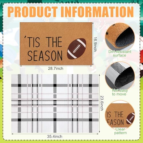 Drydiet 2 Pcs Football Layered Doormats Fall Football Coir Welcome Mat - Image 3