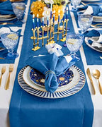 Solino Home 100% Pure Linen Table Runner Indigo Blue Hemstitch, 14 x 72 in - Image 2