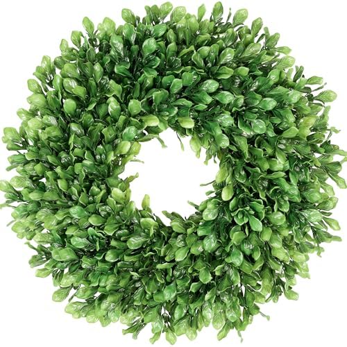 24 inch Artificial Boxwood Wreath for Front Door, Greenery Spring Summer Wreath for All Seasons, St Patrick's Day Decoration, Farmhouse Garden Wedding Indoor Outdoor Decor by petalyn